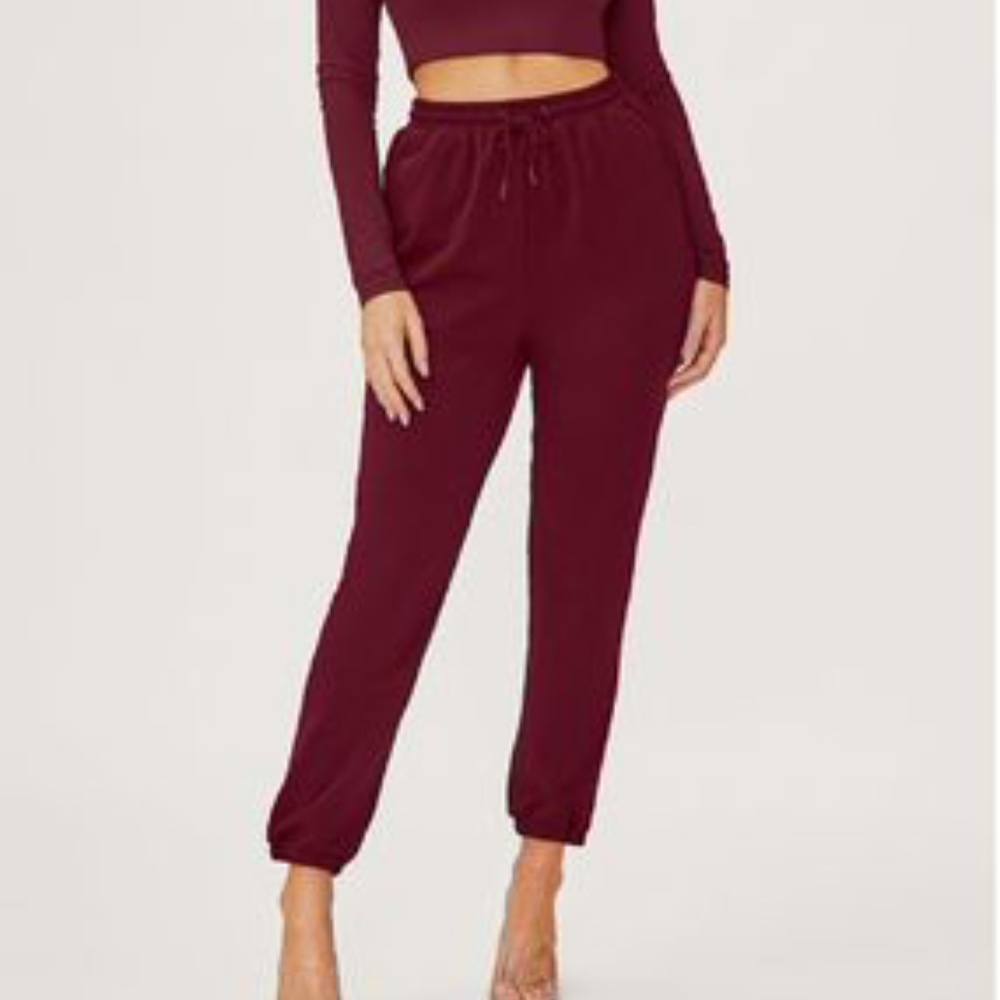 Meshki Burgundy sweat pants size S logo on the pocket drawstring